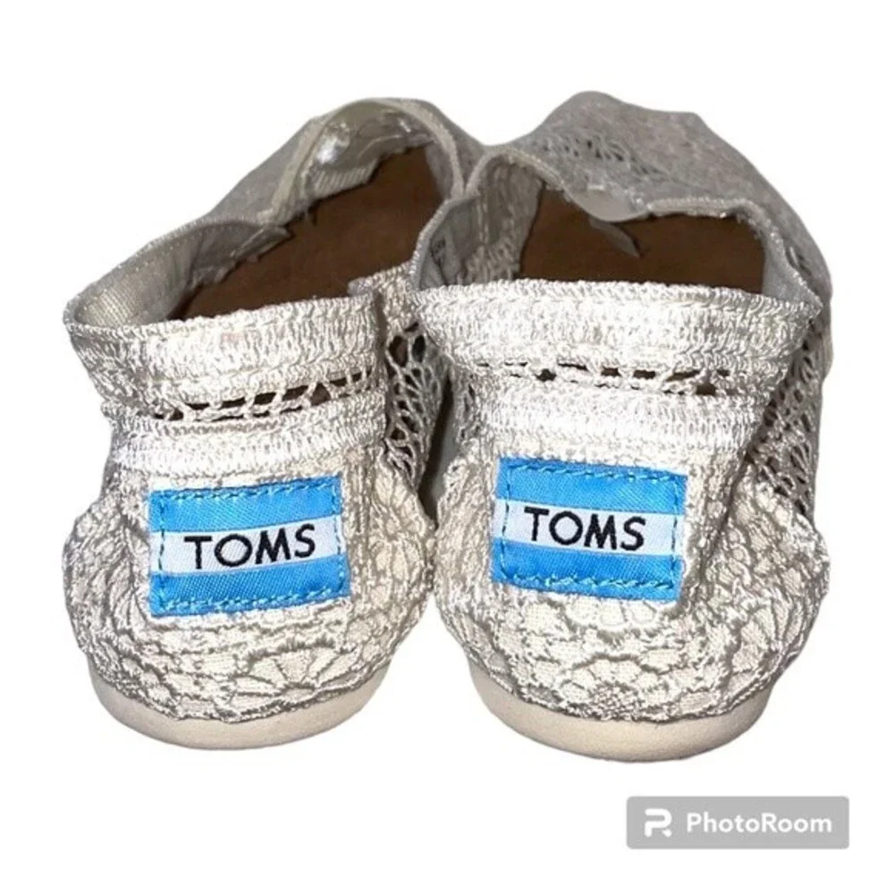 Toms Women's Natural Morocco Crochet Slip On Shoes Size 6.5